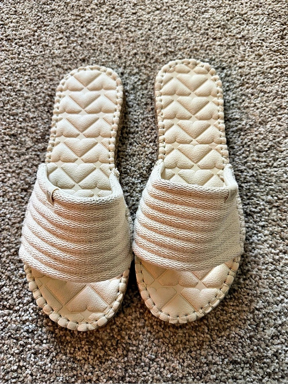 Roxy Slippy Jute Slide Sandals Cream US 9